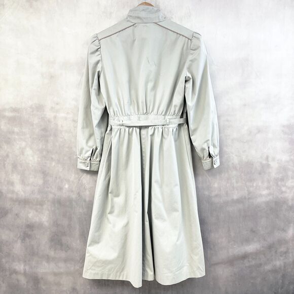 VTG Nordstrom Brass Plum Dress Trench Coat Size 11 Retro Modest Minimalist Gray - Picture 2 of 10
